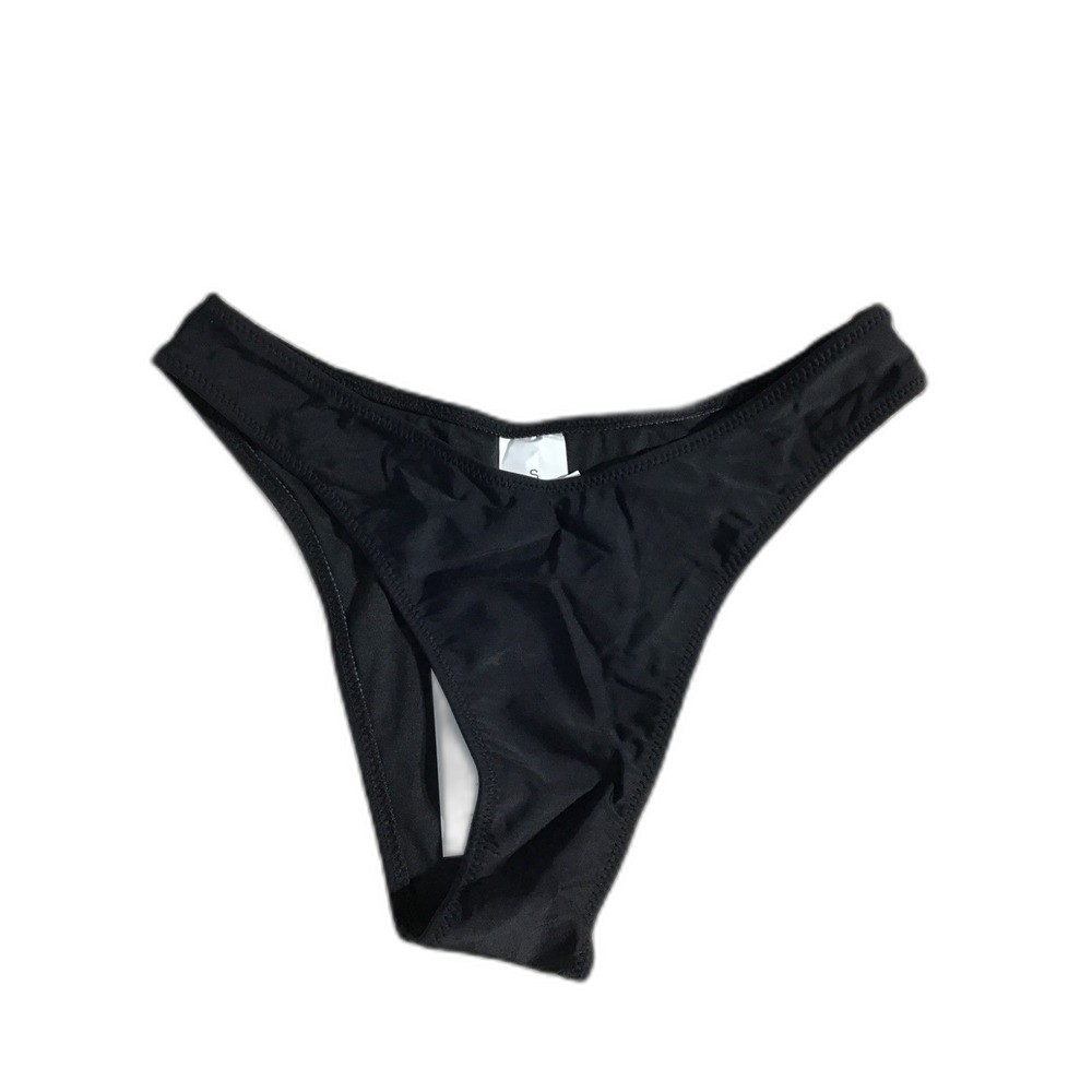 Kepblom Black Cheeky High Cut Bikini Bottoms Small